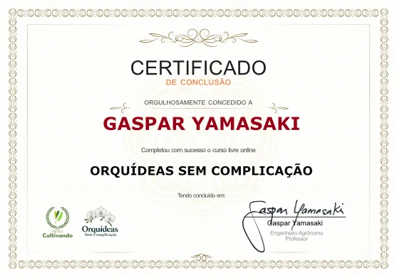 Certificado de curso online de cultivo de orquídeas